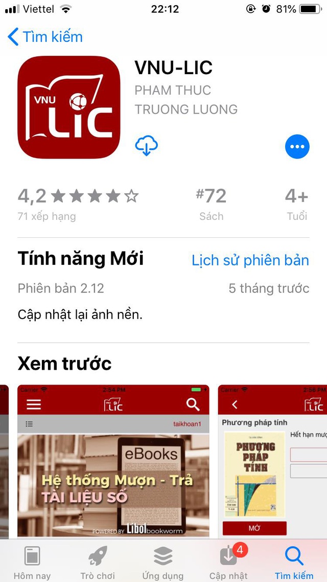 VNU-LIC: Ứng dụng thư viện số tại Việt Nam trên App Store – CH Play - Ảnh 2.