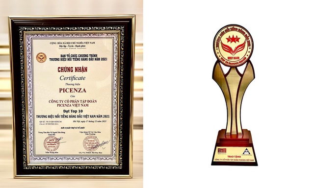 Picenza nhận giải thưởng Top 10 Thương hiệu nổi tiếng hàng đầu Việt Nam 2021 - Ảnh 1.