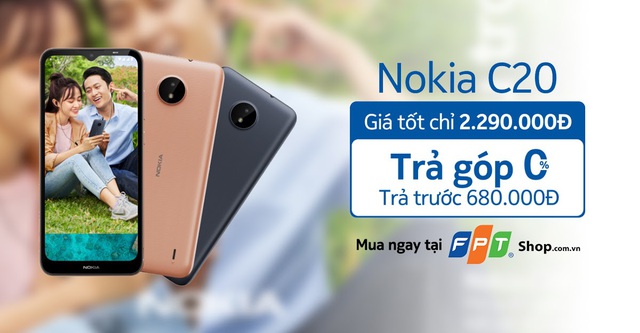 Nokia C20 ra mắt: Giá chỉ 2,29 triệu, trả góp 0% lãi suất tại FPT Shop - Ảnh 1.