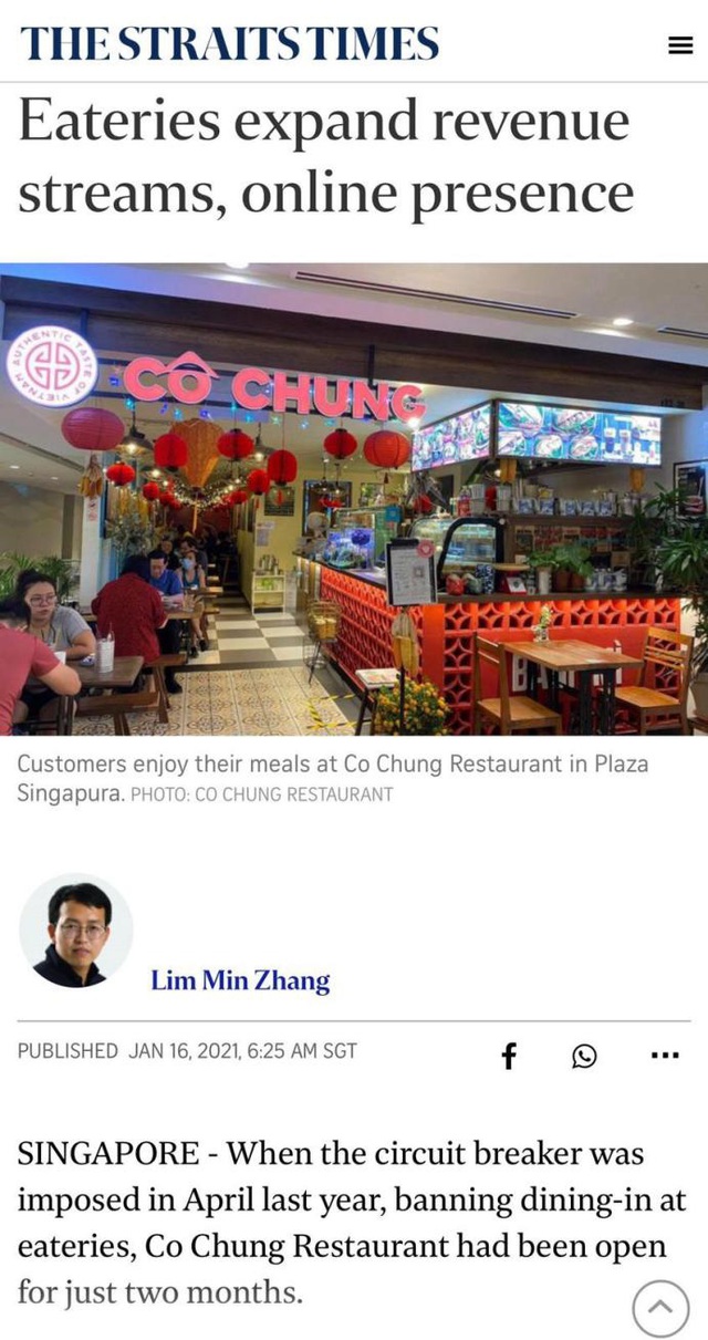 Nhà hàng Cô Chung tại Singapore được báo chí quốc tế khen ngợi - Ảnh 8.