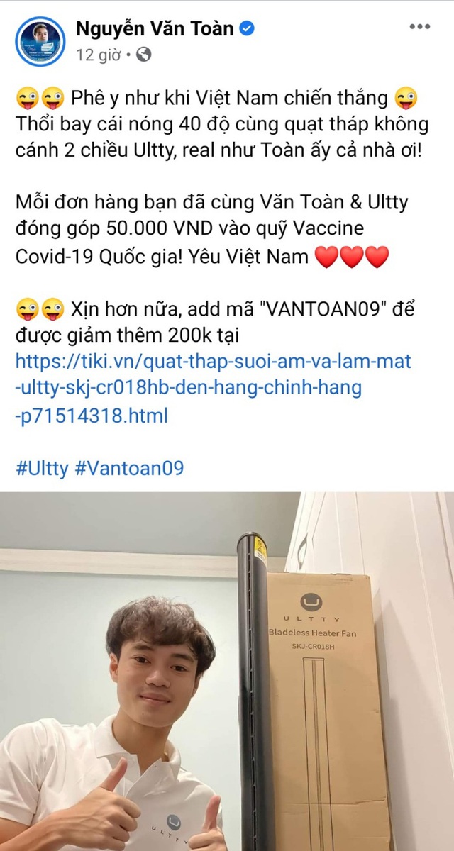 Post ảnh bên chiếc quạt Ultty, Văn Toàn gây “sóng gió” cộng đồng mạng, đằng sau là một câu chuyện ý nghĩa - Ảnh 2.