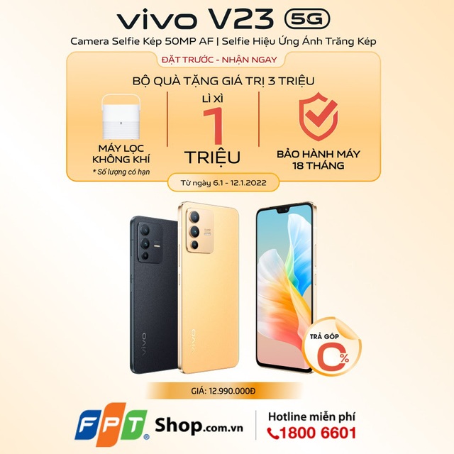 Nhận ngay bộ quà 3 triệu đồng khi đặt trước vivo V23 5G tại FPT Shop - Ảnh 1.