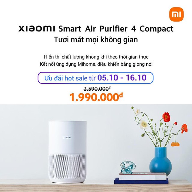 Máy lọc không khí Xiaomi Smart Air Purifier 4 Compact lọc sạch bụi mịn ưu việt - Ảnh 1.