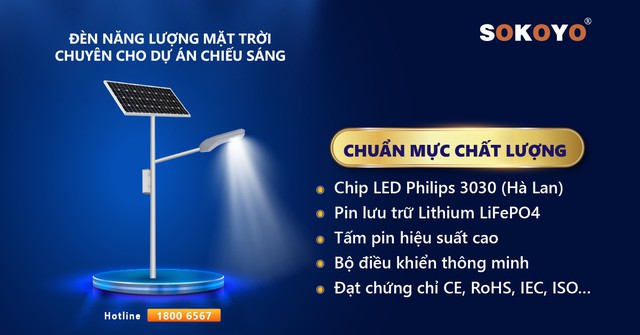 Đèn đường năng lượng mặt trời Sokoyo chuyên cho dự án chiếu sáng - Ảnh 2.