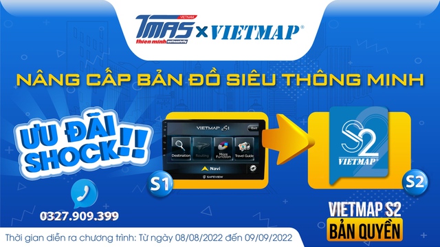 TMAS Việt Nam hợp tác cùng VietMap tung ưu đãi lớn tháng 8: Nâng cấp VietMap S2 - Không lo về giá - Ảnh 1.