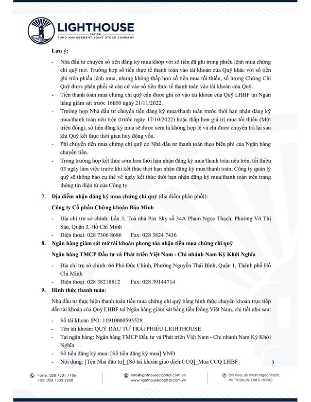 Lighthouse Capital thông báo chào bán chứng chỉ Quỹ LHBF ra công chúng - Ảnh 3.