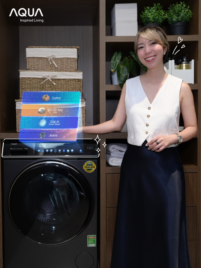 Bí kíp giặt giũ sành điệu của loạt hot influencer cùng máy giặt AQUA COLOR AI - Ảnh 1.