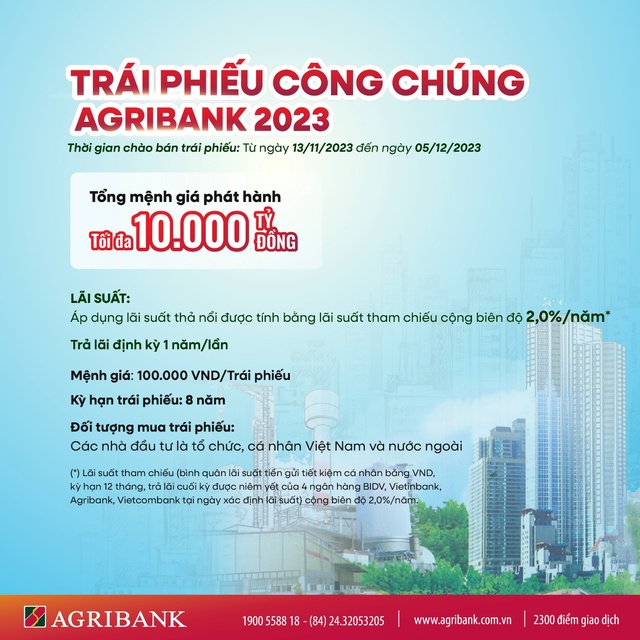 Agribank phát hành 10.000 tỷ đồng trái phiếu ra công chúng năm 2023 - Ảnh 1.