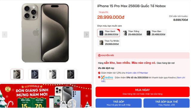 iPhone 15 Pro Max bất ngờ tuột dốc không phanh: Chỉ từ 28,49 triệu đồng - Ảnh 1.