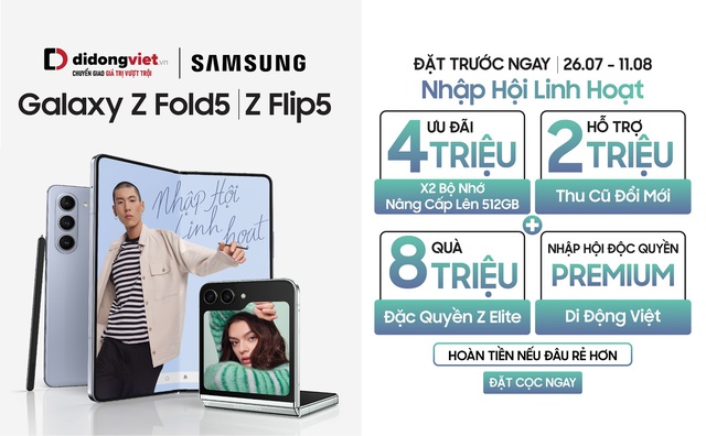 Lý do n&ecirc;n đặt trước Galaxy Z Flip5|Z Fold5 tại Di Đ&ocirc;̣ng Vi&ecirc;̣t - Ảnh 1.