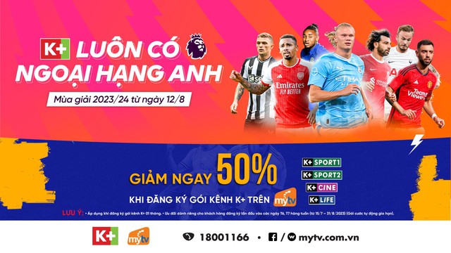 Khởi tranh Ngoại hạng Anh 2023/2024 - Xem trực tiếp trên gói kênh K+ truyền hình MyTV - Ảnh 1.