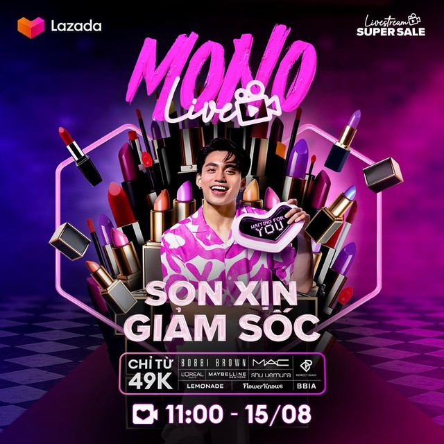 MONO lần đầu tiên livestream trên Lazada mang đến Triệu deal son xịn dành cho nàng duy nhất 15/8! - Ảnh 2.