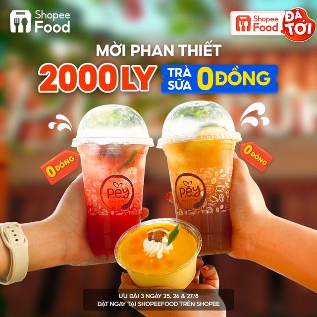 ShopeeFood chơi lớn, khao mỗi th&agrave;nh phố 2.000 ly tr&agrave; sữa 0 đồng cho m&agrave;n ch&agrave;o s&acirc;n tại Phan Thiết, Quy Nhơn - Ảnh 4.