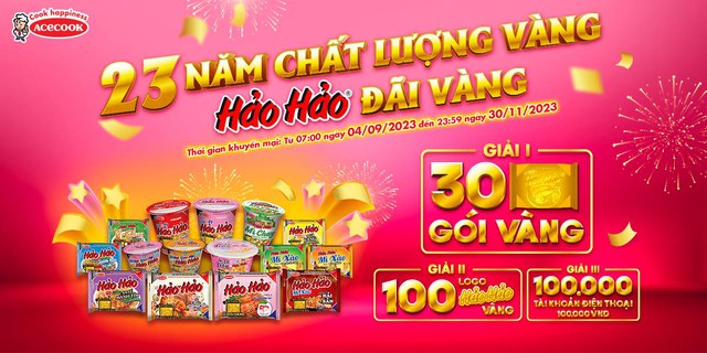 Hảo Hảo đãi vàng 24K và chảo mì dát vàng lớn nhất Việt Nam mừng sinh nhật 23 - Ảnh 1.