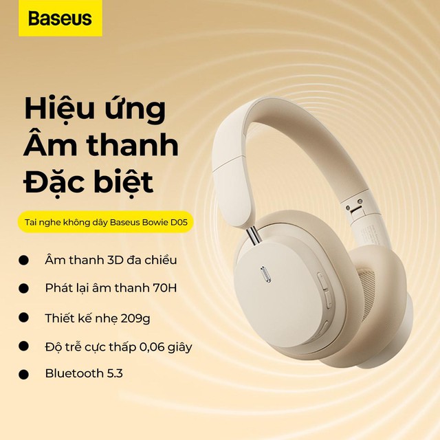 Tai nghe Bluetooth choàng đầu Baseus Bowie D05 giá sinh viên chất lượng cao cấp - Ảnh 3.