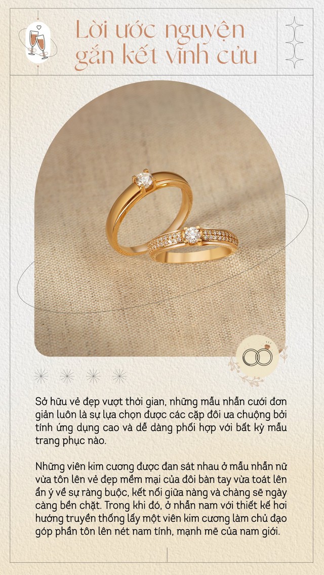 Cặp nhẫn cưới kim cương vàng 18k pnj vàng son 00111-00353 | pnj.com.vn