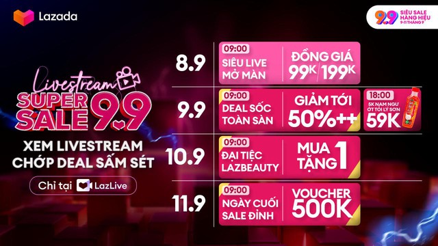 Lazada Super Sale 9.9 tung ng&agrave;n deal giảm đến 50%++, t&iacute;n đồ săn sale h&agrave;ng hiệu bỏ qua th&igrave; chỉ c&oacute; tiếc - Ảnh 2.
