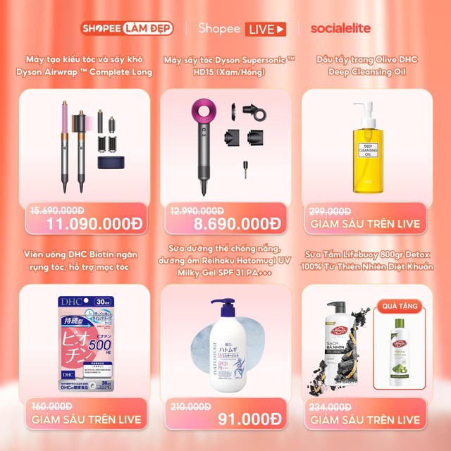 Loạt thương hiệu Dyson, The Whoo, Elixir đổ bộ livestream của đôi bạn thân Quỳnh Anh Shyn - Salim trên Shopee Live - Ảnh 5.