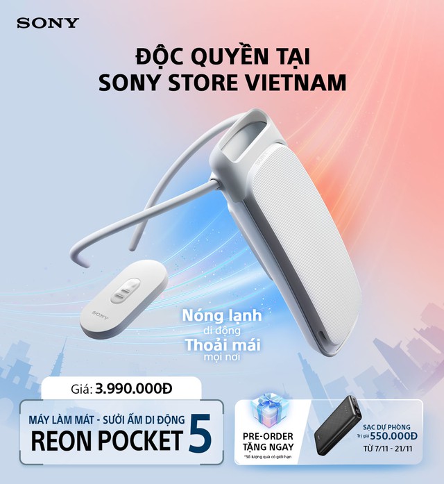 Sony ra mắt máy làm mát và sưởi ấm di động REON POCKET 5 - Ảnh 1.