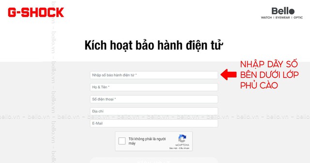 Hướng dẫn kích hoạt bảo hành điện tử đồng hồ Casio G-Shock chính hãng tại Bello - Ảnh 4.
