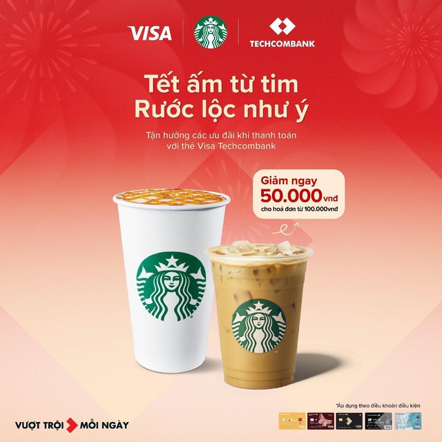 Techcombank hợp tác cùng Starbucks Vietnam đem “Tết ấm từ tim - Rước lộc như ý” tới khách hàng - Ảnh 1.