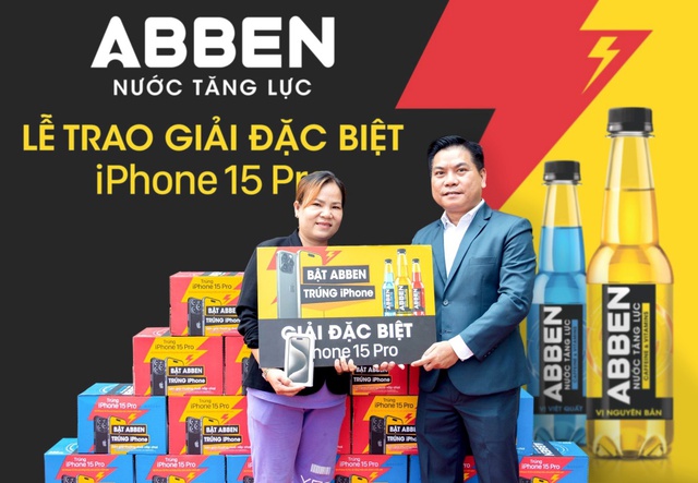 Cơ hội trúng iPhone 15 Pro miễn phí cùng nước tăng lực ABBEN - Ảnh 2.