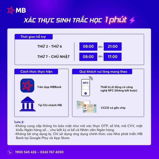 Chiều khách tới bờ tới bến, MB hỗ trợ sinh trắc học 1 phút, tặng liền 30K cho khách hàng mới - Ảnh 1.