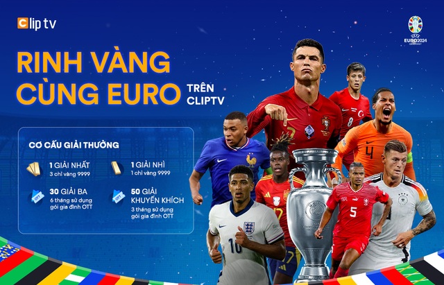 Bán kết Euro 2024 đến gần, tham gia nhận thưởng cực to từ chương trình “Rinh vàng cùng ClipTV” - Ảnh 1.