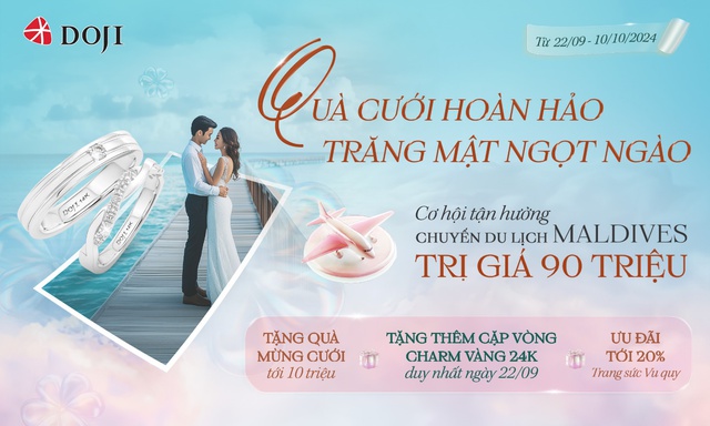 Cơ hội vi vu Maldives khi mua trang sức cưới DOJI - Ảnh 2.