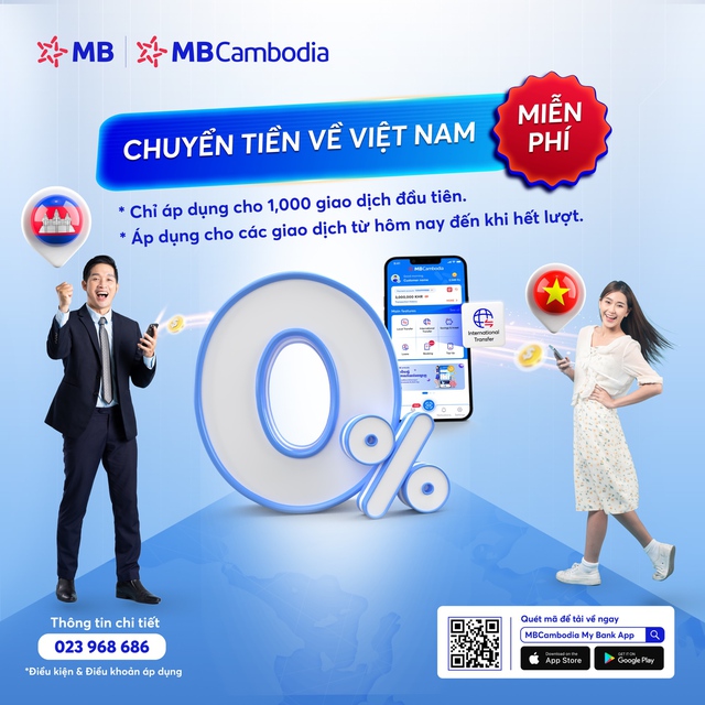 Cùng MBCambodia trải nghiệm dịch vụ chuyển tiền quốc tế về Việt Nam với giá 0 đồng- Ảnh 1.