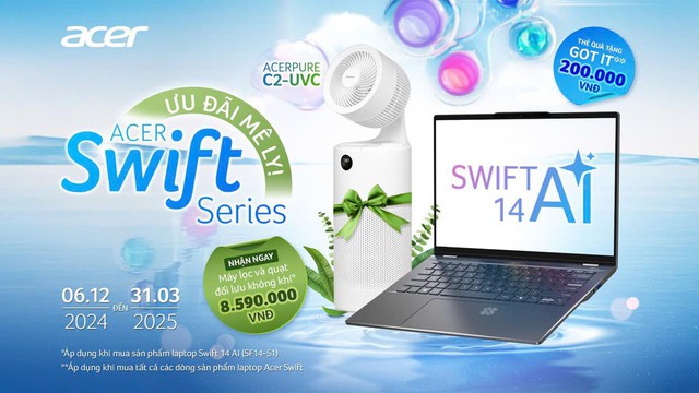 Bùng nổ laptop AI cùng chương trình Acer Swift Series - Ưu đãi mê ly - Ảnh 1.