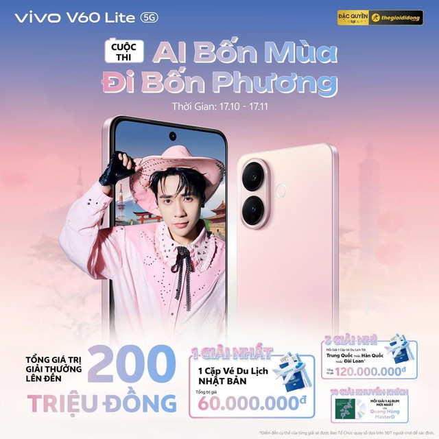vivo V60 Lite 5G biến ảnh thường thành diệu kỳ 4 mùa, cơ hội du lịch 4 phương- Ảnh 3. vivo V60 Lite 5G biến ảnh thường thành diệu kỳ 4 mùa, cơ hội du lịch 4 phương- Ảnh 3.