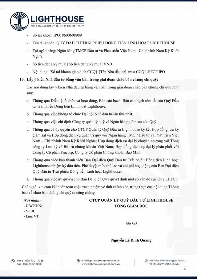 Lighthouse Capital thông báo chào bán chứng chỉ Quỹ LHFCF ra công chúng- Ảnh 4.
