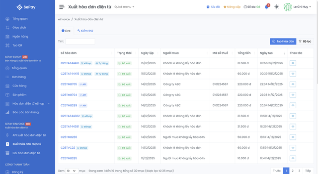 SePay ra mắt eShop và eInvoice: Phần mềm bán hàng và xuất hóa đơn điện tử- Ảnh 2.
