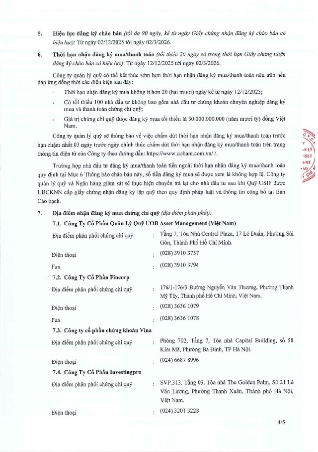 UOB Asset Management (Việt Nam) thông báo chào bán chứng chỉ Quỹ USIF ra công chúng- Ảnh 4.
