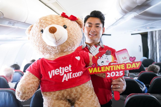 Phi hành đoàn gấu mang Valentine ngọt ngào đến với hành khách bay cùng Vietjet - Ảnh 4.