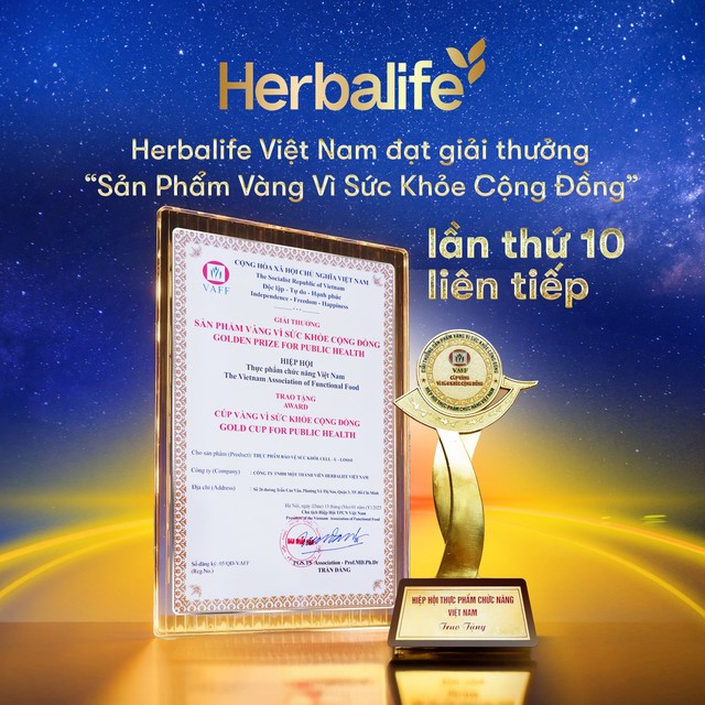 Herbalife Việt Nam đạt giải thưởng “Sản Phẩm Vàng Vì Sức Khỏe Cộng Đồng” lần thứ 10 liên tiếp - Ảnh 2.