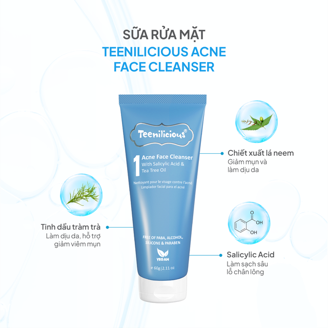 Sữa rửa mặt Teenilicious Acne Face Cleanser: Bí kíp da đẹp rạng ngời!- Ảnh 2.