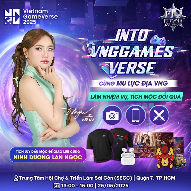 MU Lục Địa VNG cùng Diễn viên Ninh Dương Lan Ngọc xuất hiện tại GameVerse 2025- Ảnh 1. MU Lục Địa VNG cùng Diễn viên Ninh Dương Lan Ngọc xuất hiện tại GameVerse 2025- Ảnh 1.