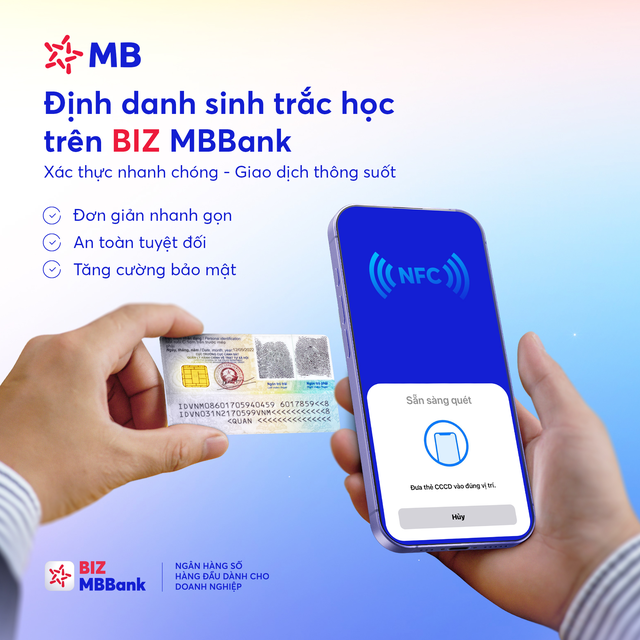 MB sẽ tạm dừng giao dịch điện tử với doanh nghiệp chưa định danh sinh trắc học từ 1/7/2025- Ảnh 1. MB sẽ tạm dừng giao dịch điện tử với doanh nghiệp chưa định danh sinh trắc học từ 1/7/2025- Ảnh 1.