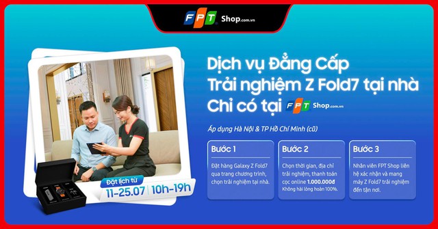 FPT Shop tiên phong mang Galaxy Z Fold7 đến tận nhà cho khách hàng trải nghiệm- Ảnh 1. FPT Shop tiên phong mang Galaxy Z Fold7 đến tận nhà cho khách hàng trải nghiệm- Ảnh 1.