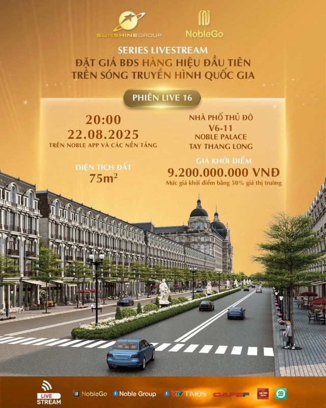Nhà phố Noble Palace Tay Thang Long lên sóng livestream Sunshine Group ngày 22/8 - Ảnh 1. Nhà phố Noble Palace Tay Thang Long lên sóng livestream Sunshine Group ngày 22/8 - Ảnh 1.