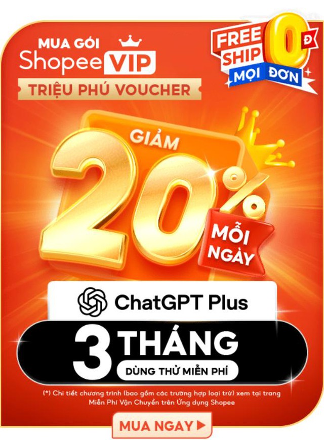 ShopeeVIP giờ “VIP” hơn với 3 tháng miễn phí sử dụng ChatGPT Plus từ 8/8- Ảnh 1.