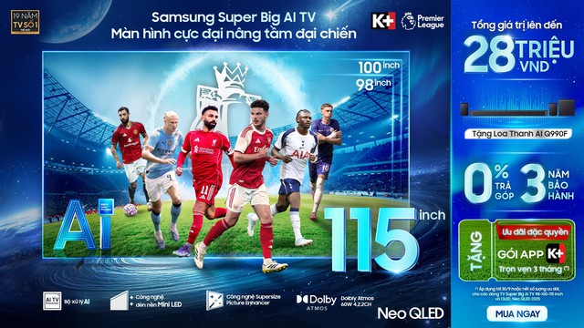 Tín đồ bóng đá hào hứng theo dõi Ngoại hạng Anh trên Samsung AI TV màn hình cực đại- Ảnh 1.