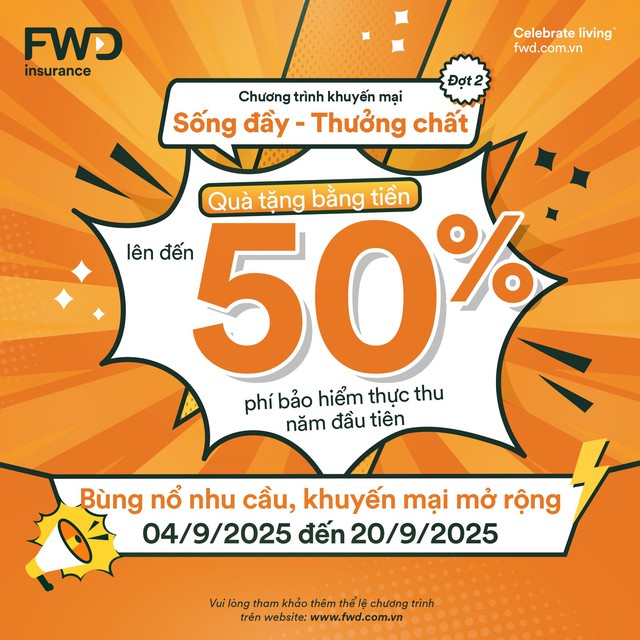 FWD Việt Nam mở rộng thời gian chương trình khuyến mại “Sống đầy - Thưởng chất” đến 20/9- Ảnh 1.