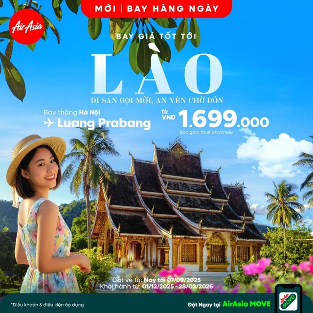 AirAsia khai thác đường bay thẳng “Hà Nội – Luang Prabang” với Thương Quyền Năm- Ảnh 1.