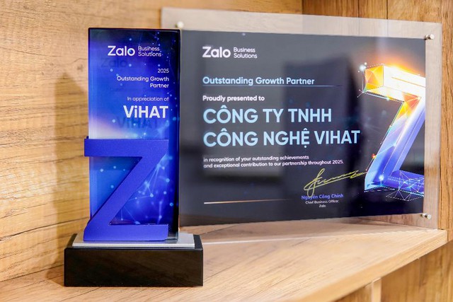 Ghi dấu tăng trưởng 2025: ViHAT nhận giải Outstanding Growth Partner 2025 từ Zalo Business Solutions - Ảnh 1.