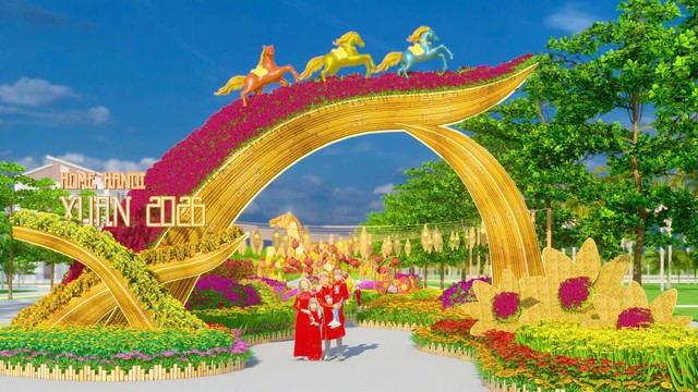 Linh vật Phúc Mã cao 7 mét tại đường hoa Home Hanoi Xuan 2026 - Ảnh 2.