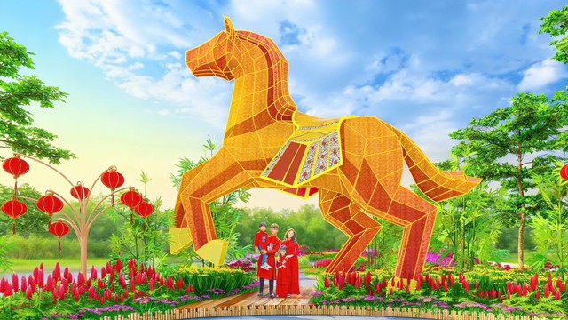 Linh vật Phúc Mã cao 7 mét tại đường hoa Home Hanoi Xuan 2026 - Ảnh 4.