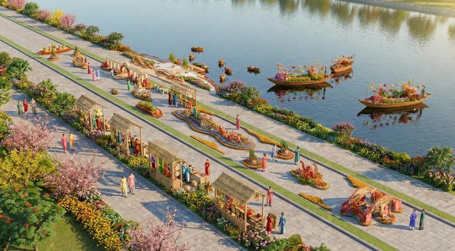 Hội hoa xuân Waterpoint 2026: Điểm du xuân “trên bến dưới thuyền” đặc sắc- Ảnh 1.